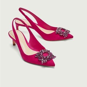 Zara Crystal Embellished Pink Heels US 10 EU 41